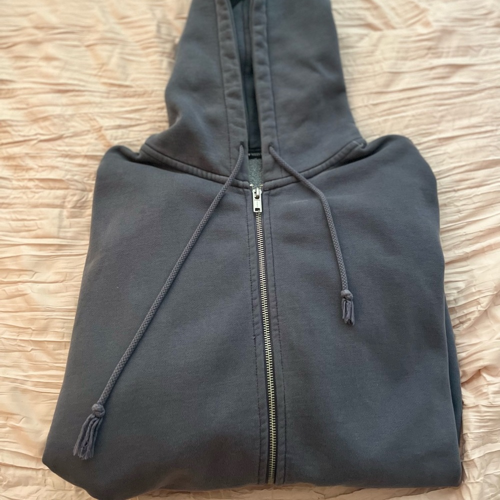 Brandy Melville Dusty Blue Oversized Zip-Up